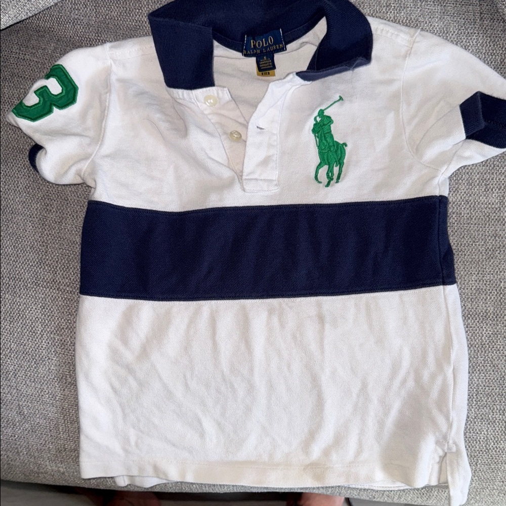 Polo by Ralph Lauren Kids White and Navy Polo with Green Accents